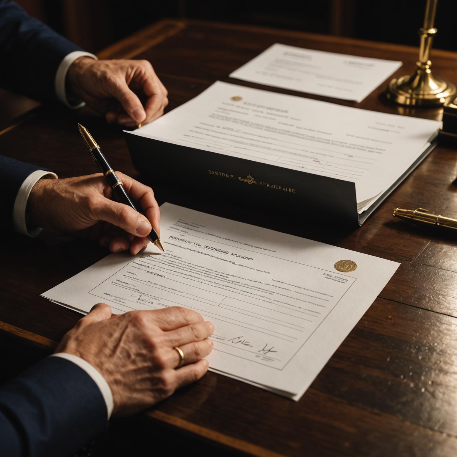 Hands reviewing a printed wire transfer authorisation document